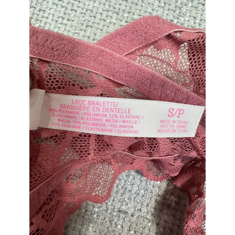 Pink Victorias Secret Bralette Womens‎ Small Dark Pink Push Up Lace